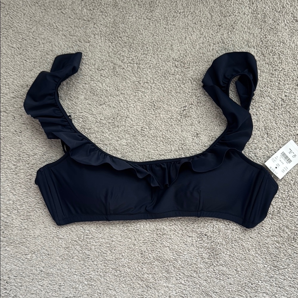 Navy Ruffled Bikini Top